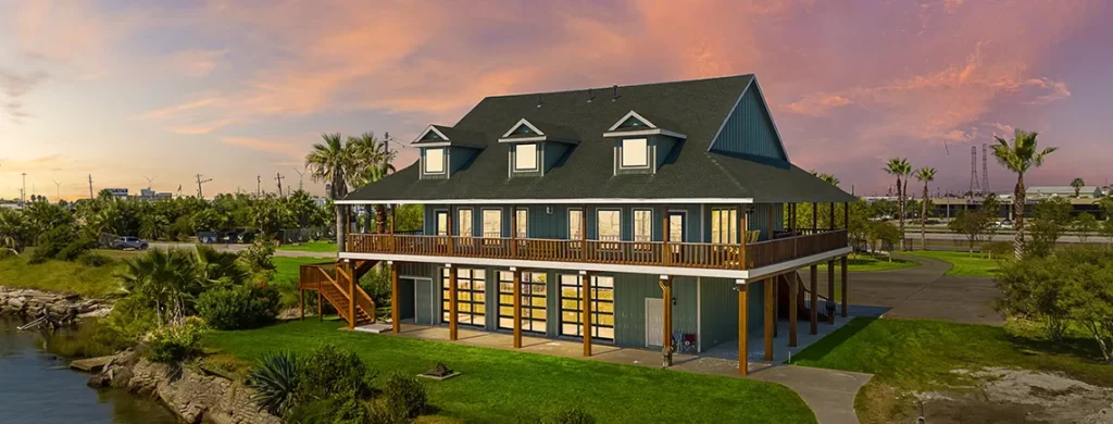 Walker's Lodge during evening in front of a sunset.
